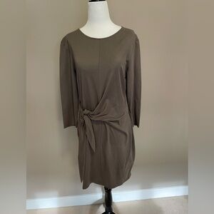 Dynamite Large 3/4 Sleeve Front Tie Dress - Brown